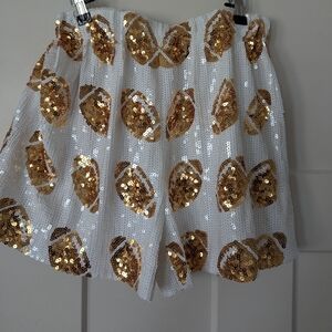 Gold Sequin Football Shorts sz Small